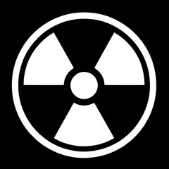 Nuclear radiation hazard symbol, isolated black on black background