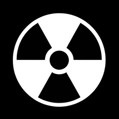 Nuclear radiation hazard symbol, isolated black on black background