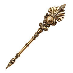 A Gilded Arrow with Baroque Shell Motifs Rococo Element Isolated on Transparent Background