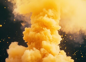 Yellow Cloud with Particle on Dark Background