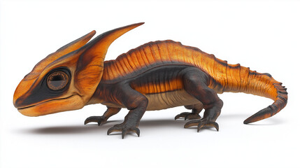 Obraz premium A scaly iguana or lizard with a long tail and textured skin, resting calmly, isolated on a white background. 