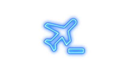 Obraz premium Neon airplane icon, symbolizing travel or aviation, Neon airplane minus icon glow with transparent background
