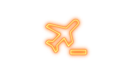 Obraz premium Neon airplane icon, symbolizing travel or aviation, Neon airplane minus icon glow with transparent background
