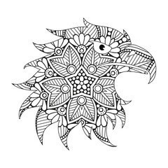 Intricate Mandala Eagle Head Adult Coloring Page Design