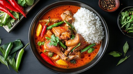 Savoring thai roasted duck curry a culinary delight from thailand food photography close-up vibrant ingredients