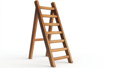A wooden ladder with multiple rungs, isolated on a clean white background.
