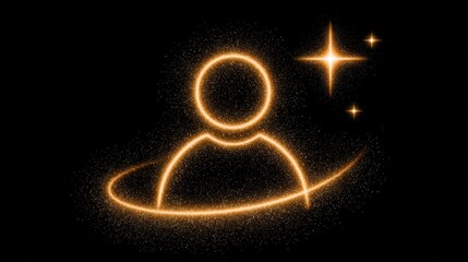 Glowing Animated Employee of the Month Icon with Applause Effect and Sparkles in Black Background