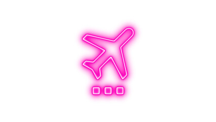 Obraz premium Glowing neon airplane icon, symbolizing travel, Neon airplane settings icon glow with transparent background