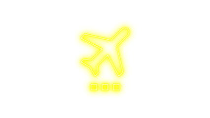 Glowing neon airplane icon, symbolizing travel, Neon airplane settings icon glow with transparent background
