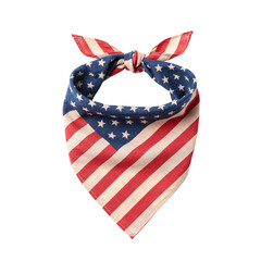 Fototapeta premium Vintage Style Patriotic Bandana Folded Diagonally Subtle Faded Stars Stripes Pattern Isolated Pure White Background