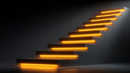 Glowing Steps of Success Animated Infographic Representing Progression and Achievement in a Modern Design Style