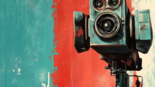 Vintage Camera on Abstract Background