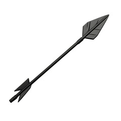 Sleek Arrow with a Modern Profile in Deep Charcoal Isolated on Transparent Background