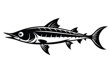 Elegant Black Marlin Illustration with Sharp Features and Detailed Anatomy Isolated