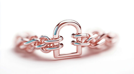Naklejka premium Elegant Metallic Lock-Shaped Link Chain for Decorative Accent