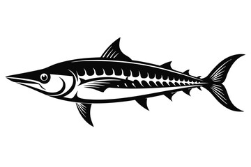 Striking Black Silhouette of a Barracuda with Sharp Fins and Tail Design