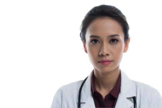 Female Doctor Portrait Isolated on Transparent Background On Transparent Background