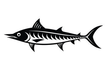 Fototapeta premium Striking Black Silhouette of a Marlin Fish with Pointed Fins and Tail