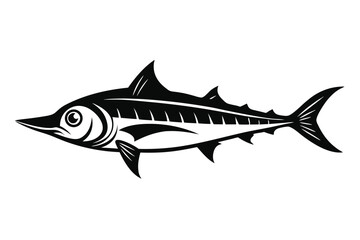 Black Silhouette Illustration of a Swordfish Featuring Distinctive Body Markings and Pointed Nose