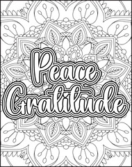 Gratitude Quote Coloring Page for Adults. Gratitude Motivational Quote Coloring Page.