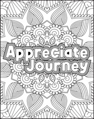Gratitude Quote Coloring Page for Adults. Gratitude Motivational Quote Coloring Page.
