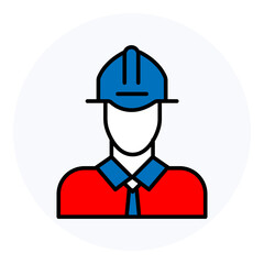 Construction Engineer Wearing Safety Helmet vector Icon design