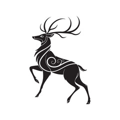 Elegant Ornamental Deer Silhouette Rearing