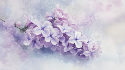 Elegant wedding invitation card background vector. Minimal hand painted Lilac botanical flowers texture template background. Design for wedding, vip cover, poster, rsvp moderncard.Valentine's Day