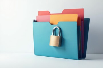 Padlocked folder, white background, confidential files , document, private