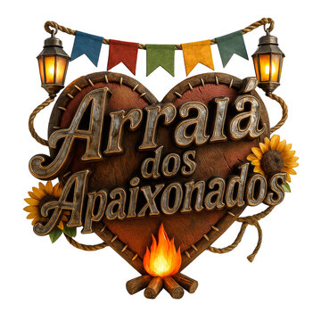 3D Stamp Arrai&aacute; dos Apaixonados PNG Transparent  AI-Generated 