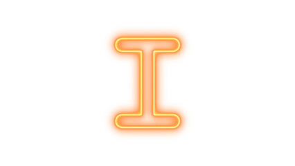 Glowing neon letter I with a futuristic design, Neon i icon glow with transparent background