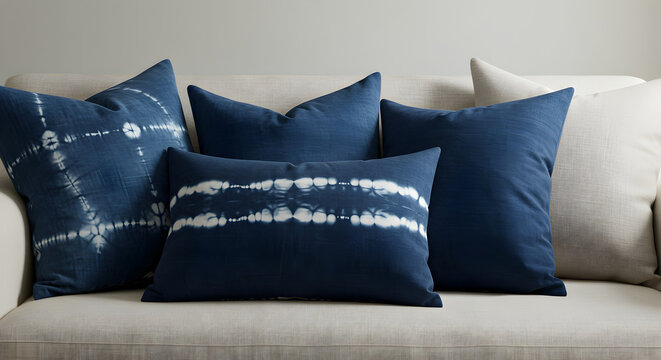 Comfortable Home Interior Featuring Decorative Throw Pillows On A Neutral Sofa