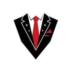 Elegant Black Suit with Red Tie Icon