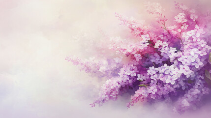 Obraz premium Elegant wedding invitation card background vector. Minimal hand painted Lilac botanical flowers texture template background. Design for wedding, vip cover, poster, rsvp moderncard.Valentine's Day