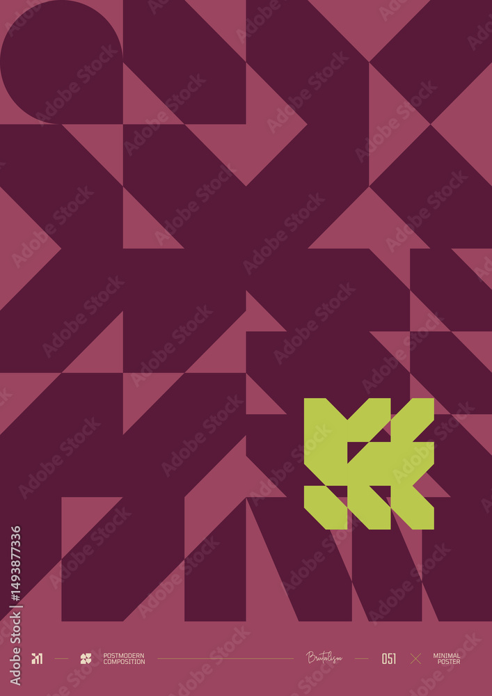 Aufkleber modern abstract poster, raster version of high quality and resolution, artwork with geometric postmo
