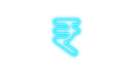 Neon Indian rupee symbol, glowing effect, Neon indian rupee sign icon glow with transparent background