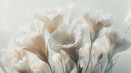 Obraz premium Elegant wedding invitation card background vector. Minimal hand painted Lisianthus botanical flowers texture template background. Design for wedding, vip cover, poster, rsvp moderncard.Valentine's Day