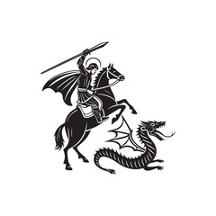 Saint George Slaying the Dragon Silhouette