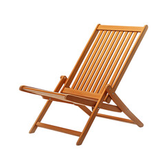 Modern Wooden Beach Chair with a Compact Fold Away Isolated on Transparent Background