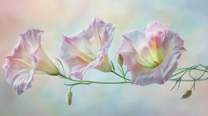 Obraz premium Elegant wedding invitation card background vector. Minimal hand painted Lisianthus botanical flowers texture template background. Design for wedding, vip cover, poster, rsvp moderncard.Valentine's Day