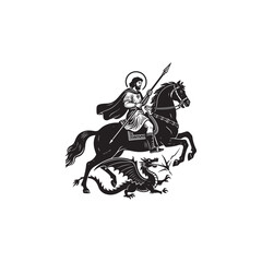 Saint George Slaying the Dragon Silhouette
