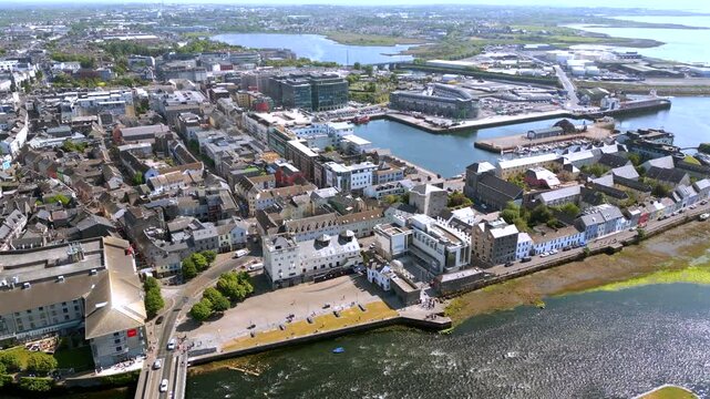 Aerial of Galway city center Ireland