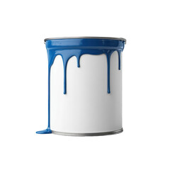 Paint can with blue paint dripping On Transparent Background