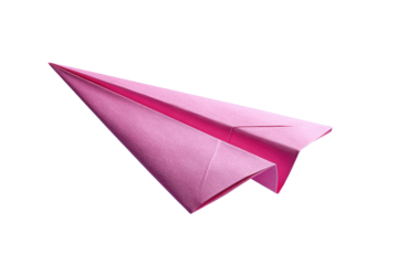 Pink Paper Airplane Isolated on Transparent Background On Transparent Background