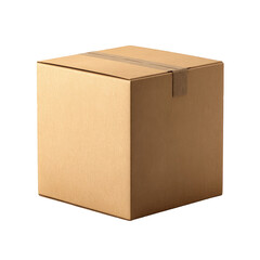 Cardboard Box Sealed with Tape isolated on transparent background