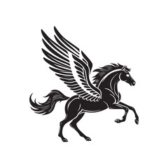 Black Silhouette of Flying Pegasus