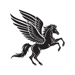 Black Silhouette of Flying Pegasus