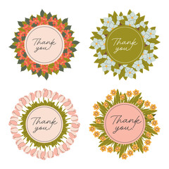 Collection of Floral Frame Thank You Stickers.