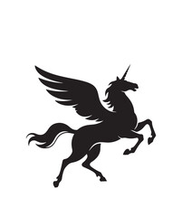 Winged Unicorn Silhouette with Abstract Shape