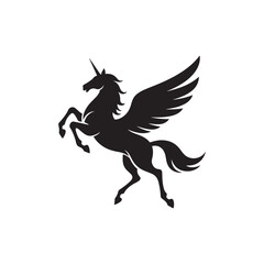 Fototapeta premium Winged Unicorn Silhouette with Abstract Shape